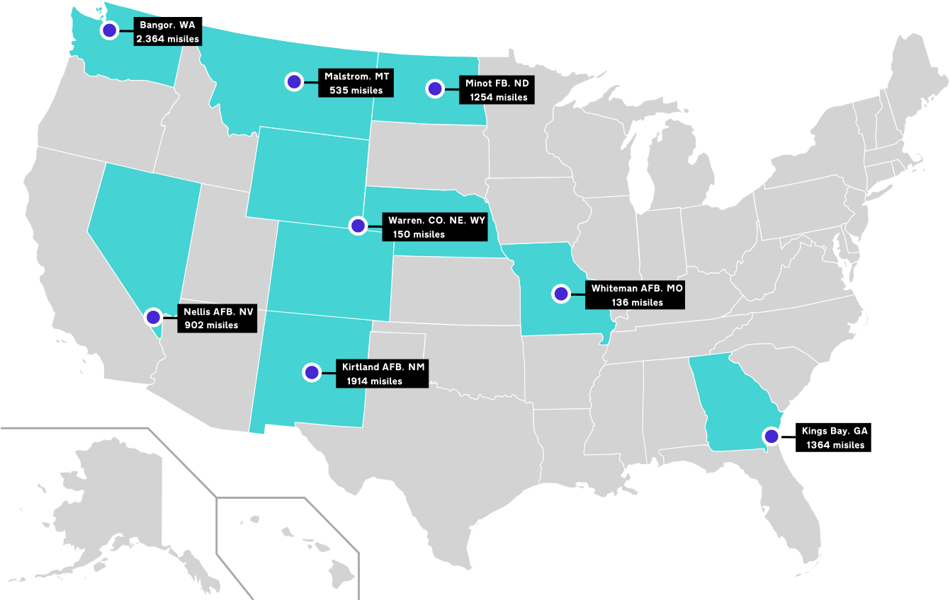 Nuclear Missile Sites In Us - Rice Belt Of The Usa (1385x857), Png Download