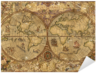 Autocolante Pixerstick Ilustração Do Vintage Com Mapa - Vintage Pirate Map (400x400), Png Download