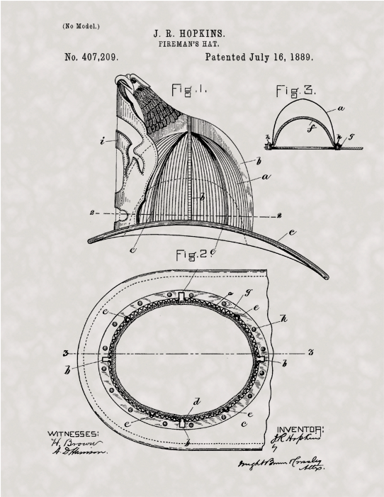 Fireman's Hat - Firefighter Patent Art (700x700), Png Download