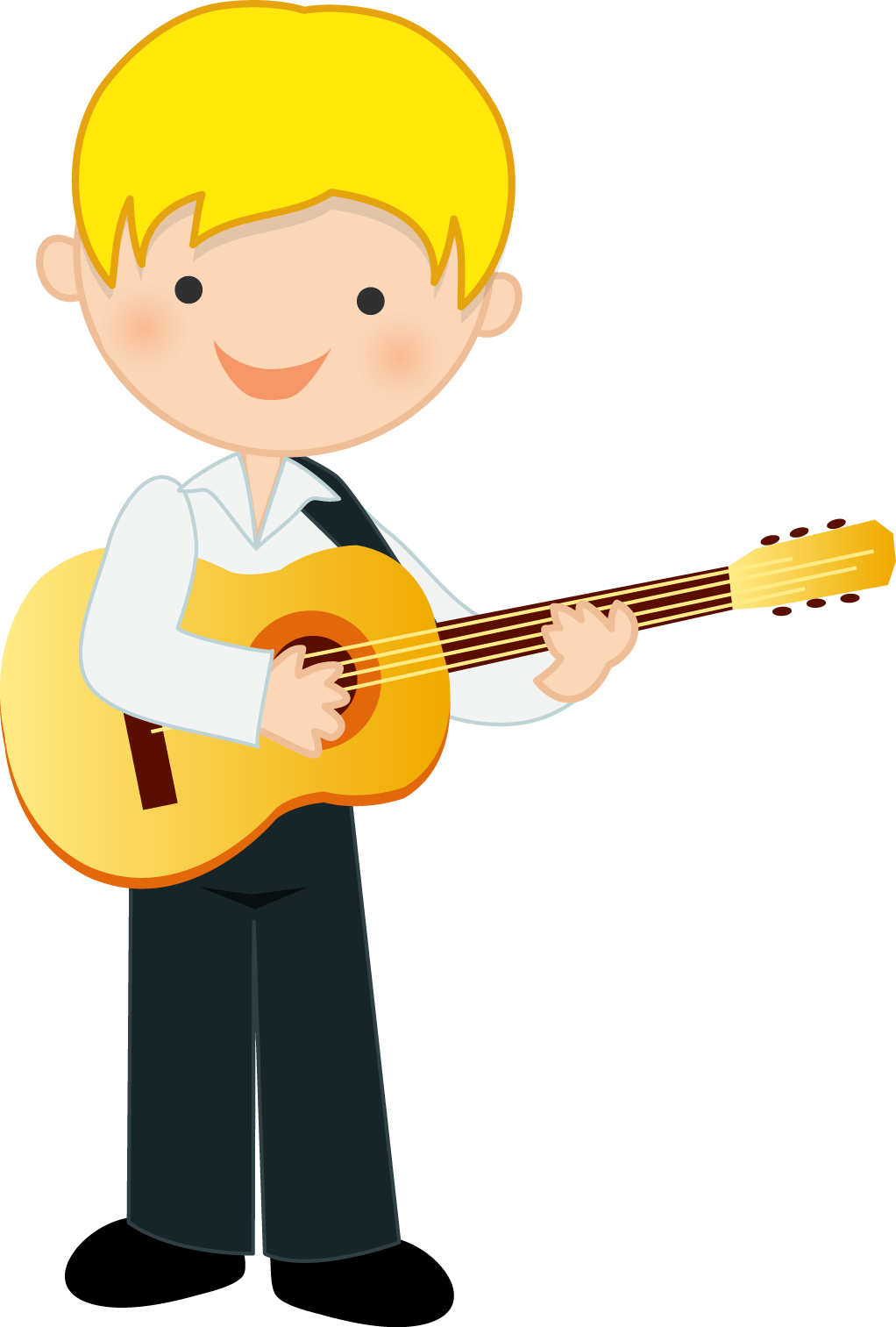 Guitar Clipart, Music Clipart, Clipart Boy, Music Party, - Imagenes Animadas De Musico (1022x1513), Png Download