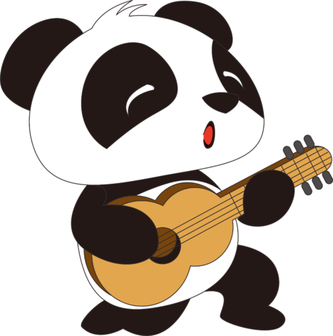 Panda Guitar (467x470), Png Download