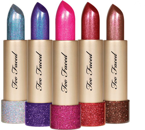 Too Faced Throwback Metallic Sparkle Lipstick - Two Faced Throwback Lipstick (556x446), Png Download