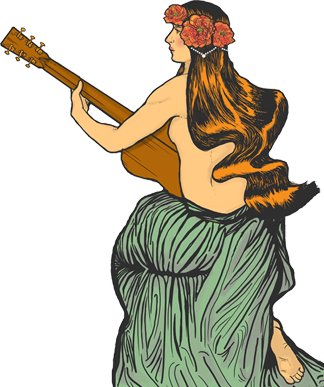 Recent Work Banner Woman Playing Guitar Illustration - Woman Playing Guitar Illustration (324x387), Png Download