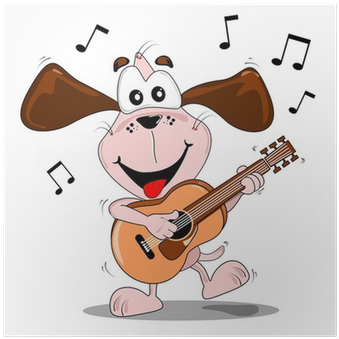 A Cartoon Dog Playing Music & Dancing With A Guitar - New Year 2012 Cartoon (400x400), Png Download