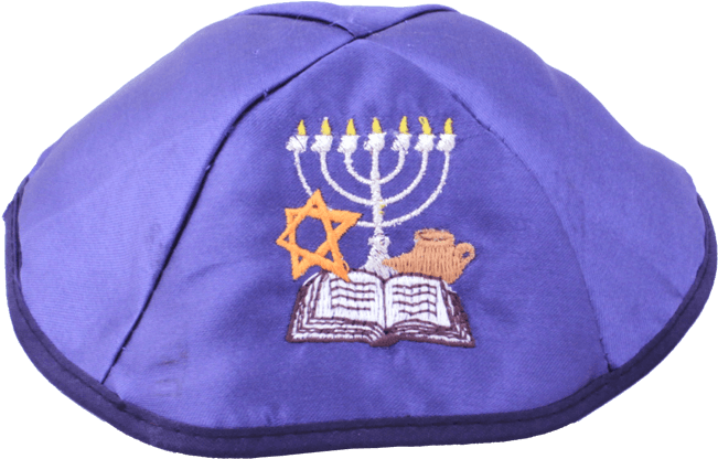 Blue With Menorah And Bible Embroidery - Satin (650x650), Png Download