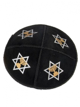Quick Overview - Kippah-leather-menorahs In Star Of David, Women's, (370x370), Png Download