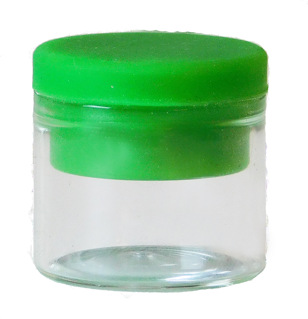 6ml Concentrate/cream Glass Jar-green Silicon Lid - Jar (1080x1117), Png Download