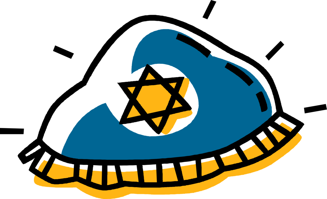 Vector Illustration Of Jewish Kippah Kip Yarmulke Cap (1149x700), Png Download