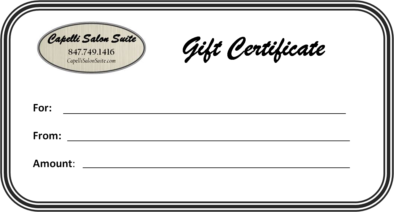 Capelli Salon Gift Certificate - Salon Gift Certificate (1272x685), Png Download