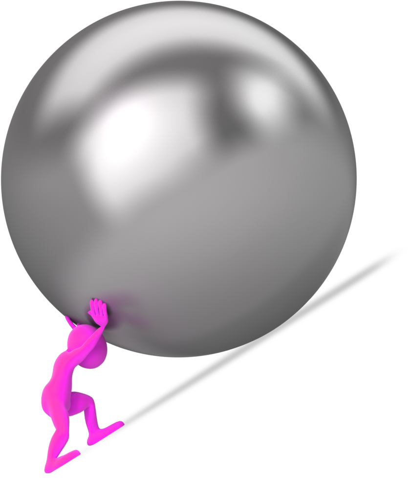 Guy Pushing Ball Up Hill (1000x1000), Png Download