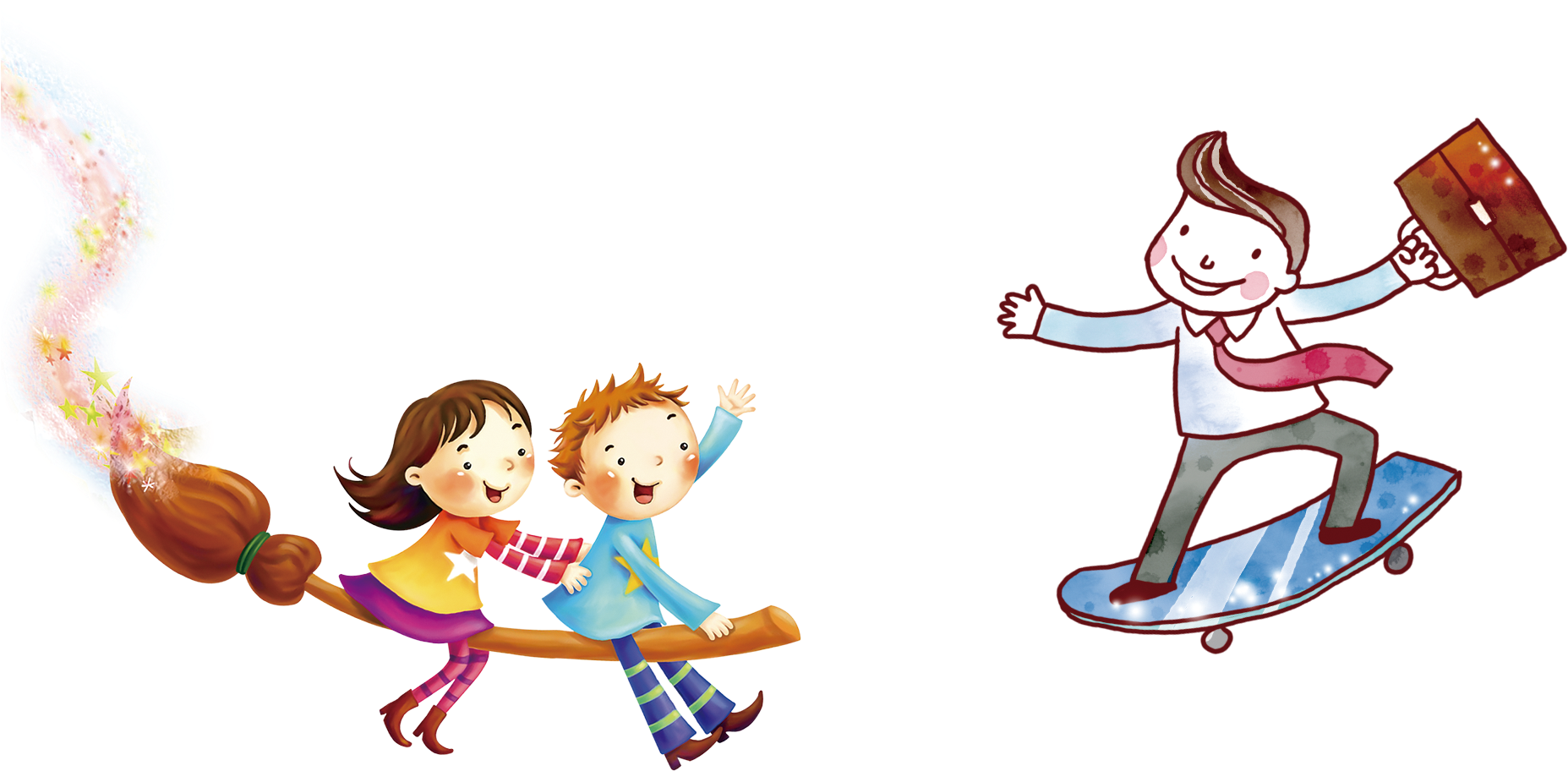 Dibujos Animados Para Niños Jugando Con Png Decorativo - Drawing (2358x1362), Png Download