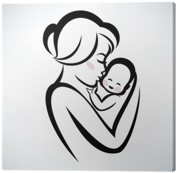 Mother And Baby Drawing (400x400), Png Download