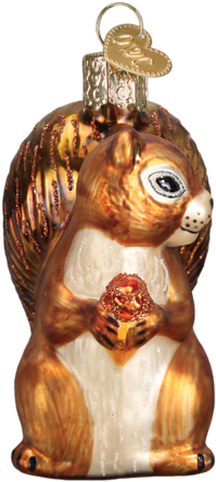 Beautiful Squirrel Ornament - Lucky Mushroom Glass Blown Hanging Christmas Ornament (480x480), Png Download