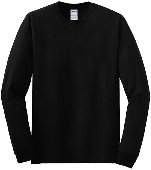 Black Long Sleeve T-shirt - Gildan Navy Long Sleeve Tee (483x542), Png Download