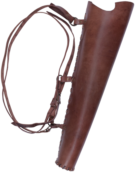 Quiver Made Of Brown Leather With Back Strap - Quiver (498x697), Png Download