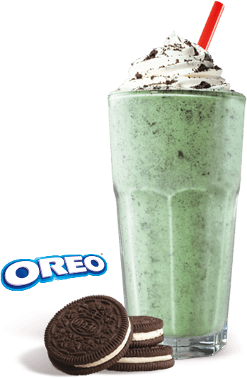 Oreo Mint Shake Blend Together 2 Cups Mint Chocolate - Oreo Mint Burger King (500x540), Png Download