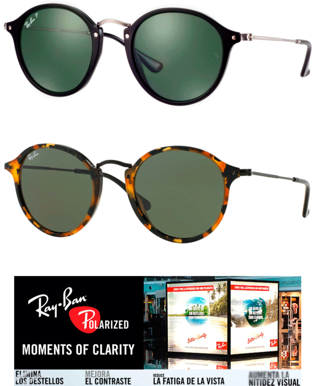 Ray Ban Rb2447 Round Fleck Polarizados - Tortoiseshell Ray Ban Sunglasses (640x786), Png Download