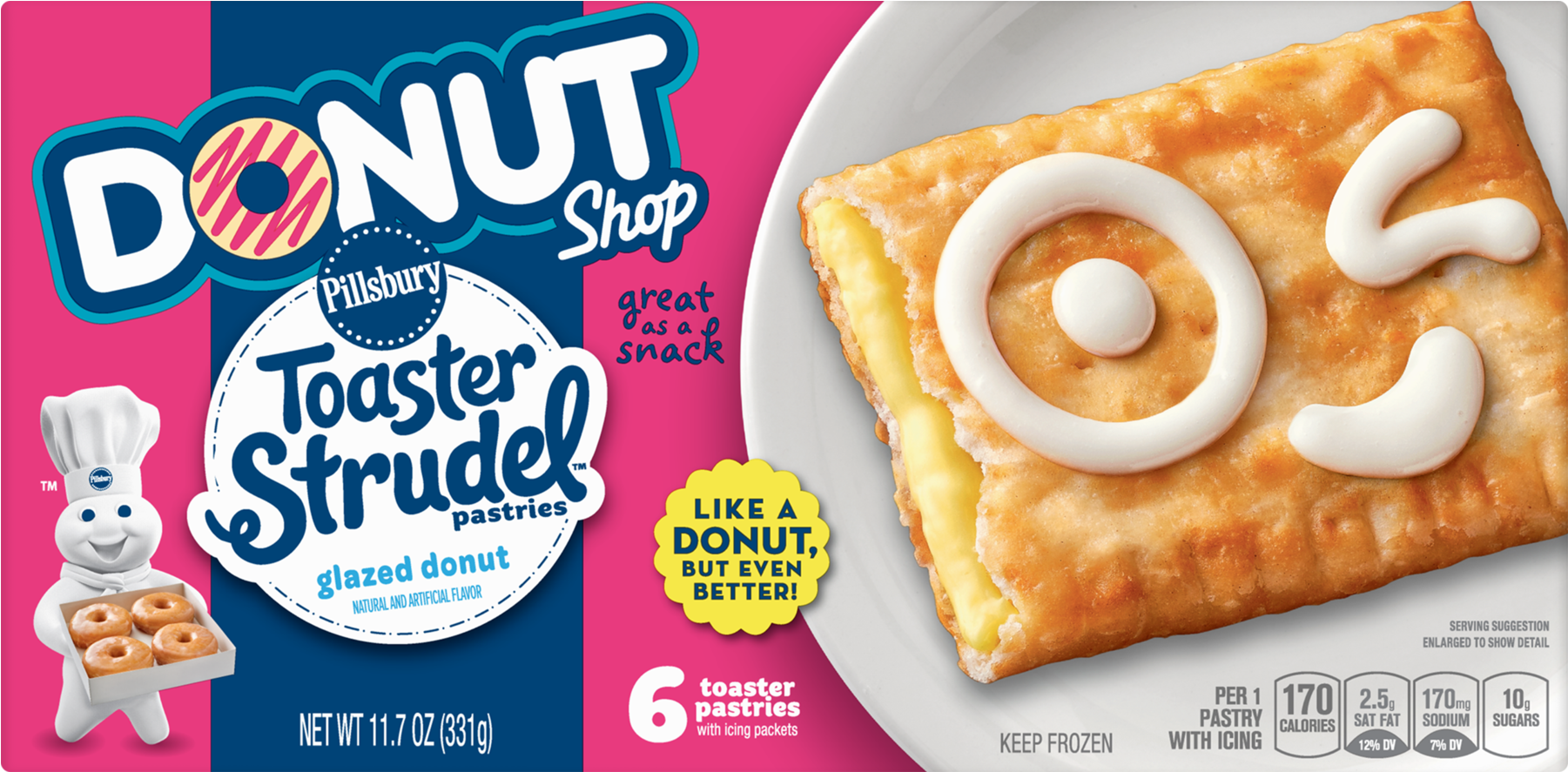 Pillsbury Toaster Strudel Donut Shop Glazed Donut 6 - Donut Shop Toaster Strudel (1800x1800), Png Download