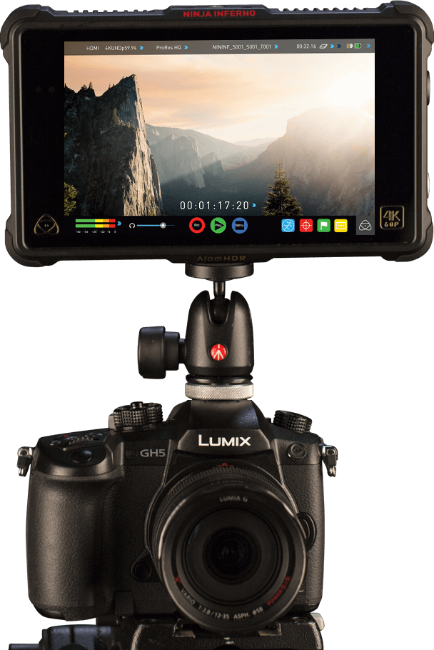 The Atomos Ninja Inferno Mounted On The New Panasonic - Atomos Atomnjain1 7" 4k Hdmi Recording Monitor (608x910), Png Download