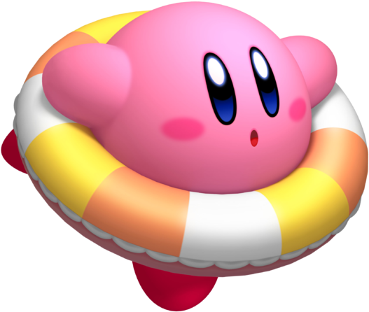 Krtdl Kirby Swim - Kirby In A Floaty (581x480), Png Download