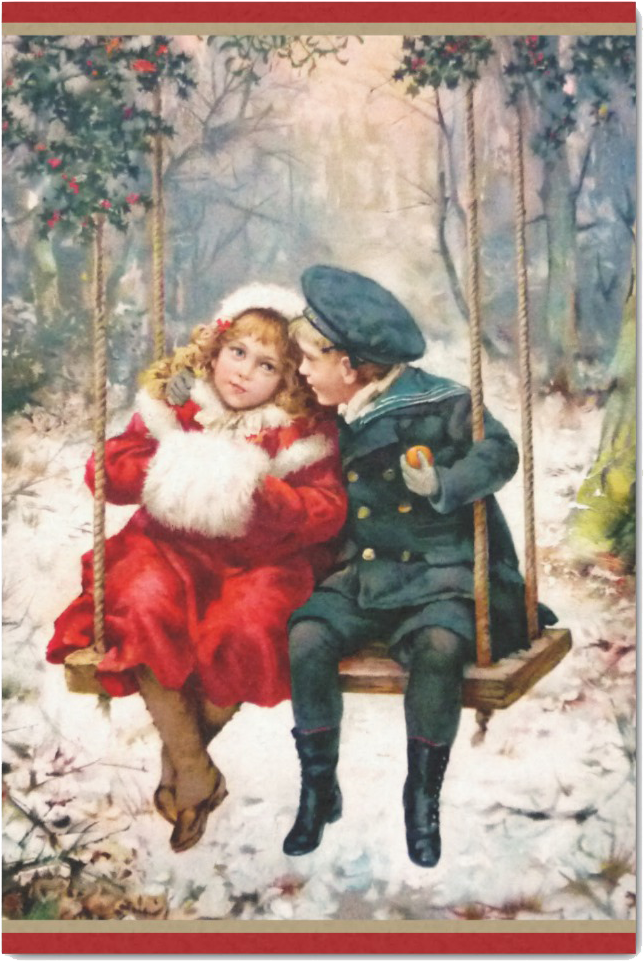 Vintage Victorian Children On Swing Tissue Paper - Christmas Day (1106x1106), Png Download