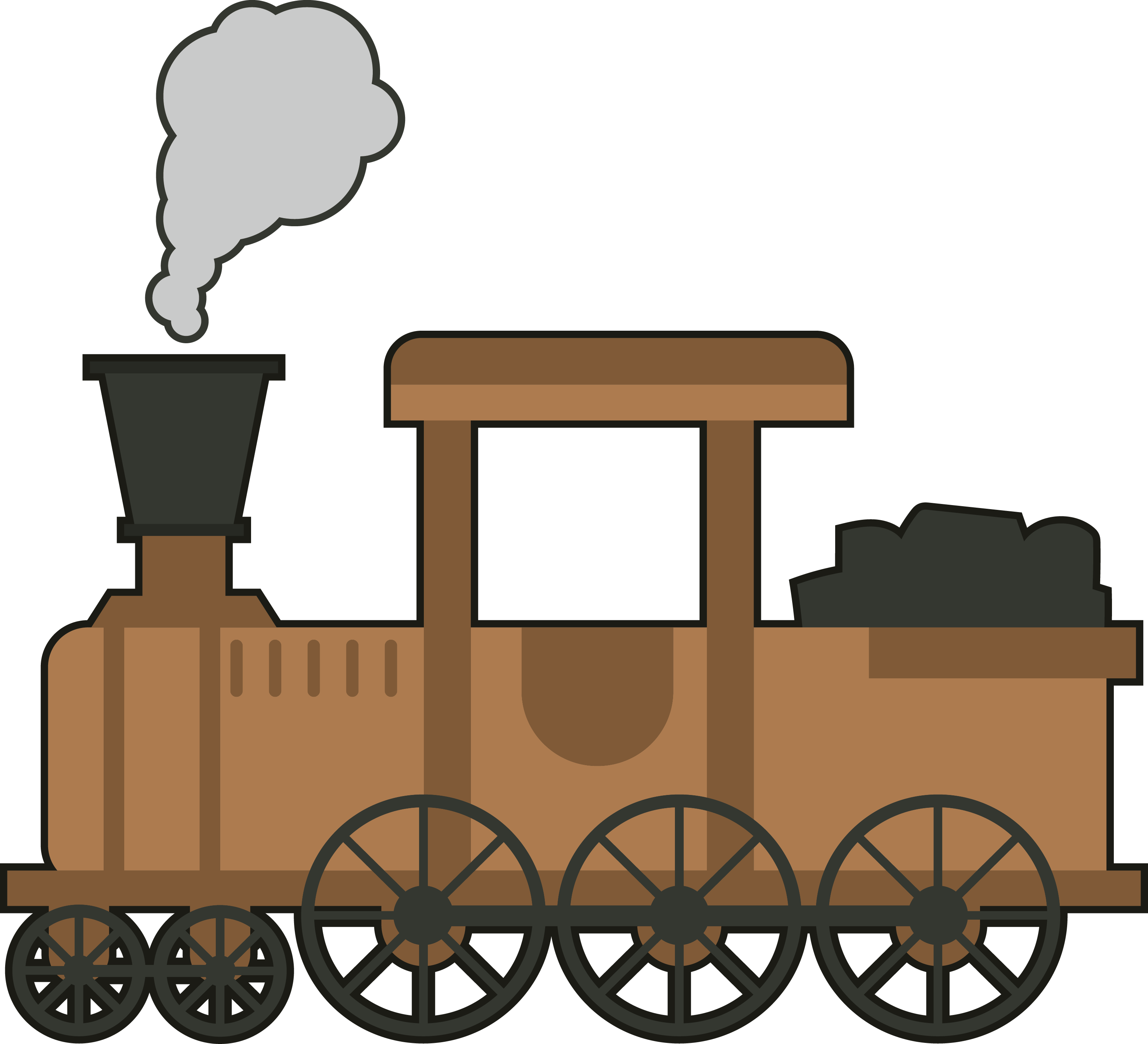Train Rail Png Pic - Brown Train Cartoon (3123x2838), Png Download