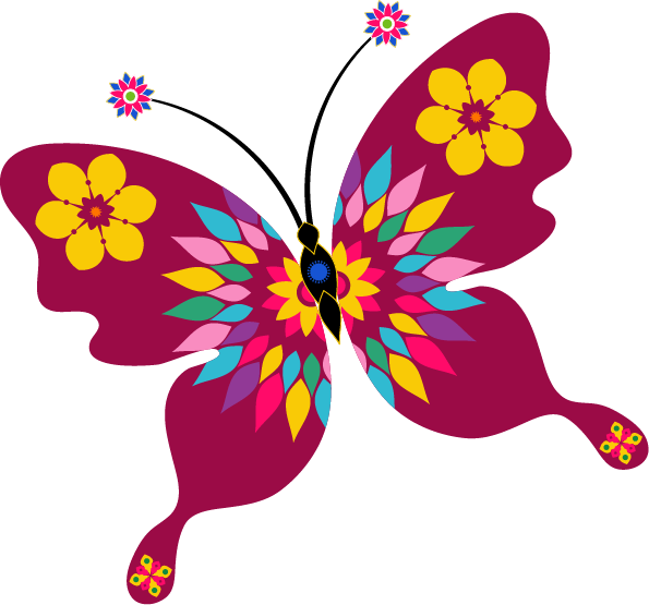 Butterfly Template, Butterfly Clip Art, Butterfly Drawing, - Simple Coloring: A Butterfly Ornament Coloring Book (595x555), Png Download