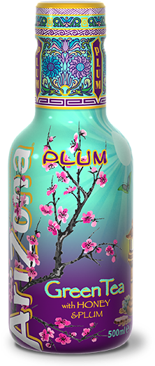 Green Tea With Honey & Plum 500ml - Arizona Green Tea With Ginseng And Honey - 20 Fl Oz (233x550), Png Download