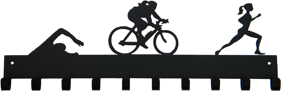 Female Triathlon Swim Bike Run Black 10 Hook Medal - Triathlon (1000x400), Png Download