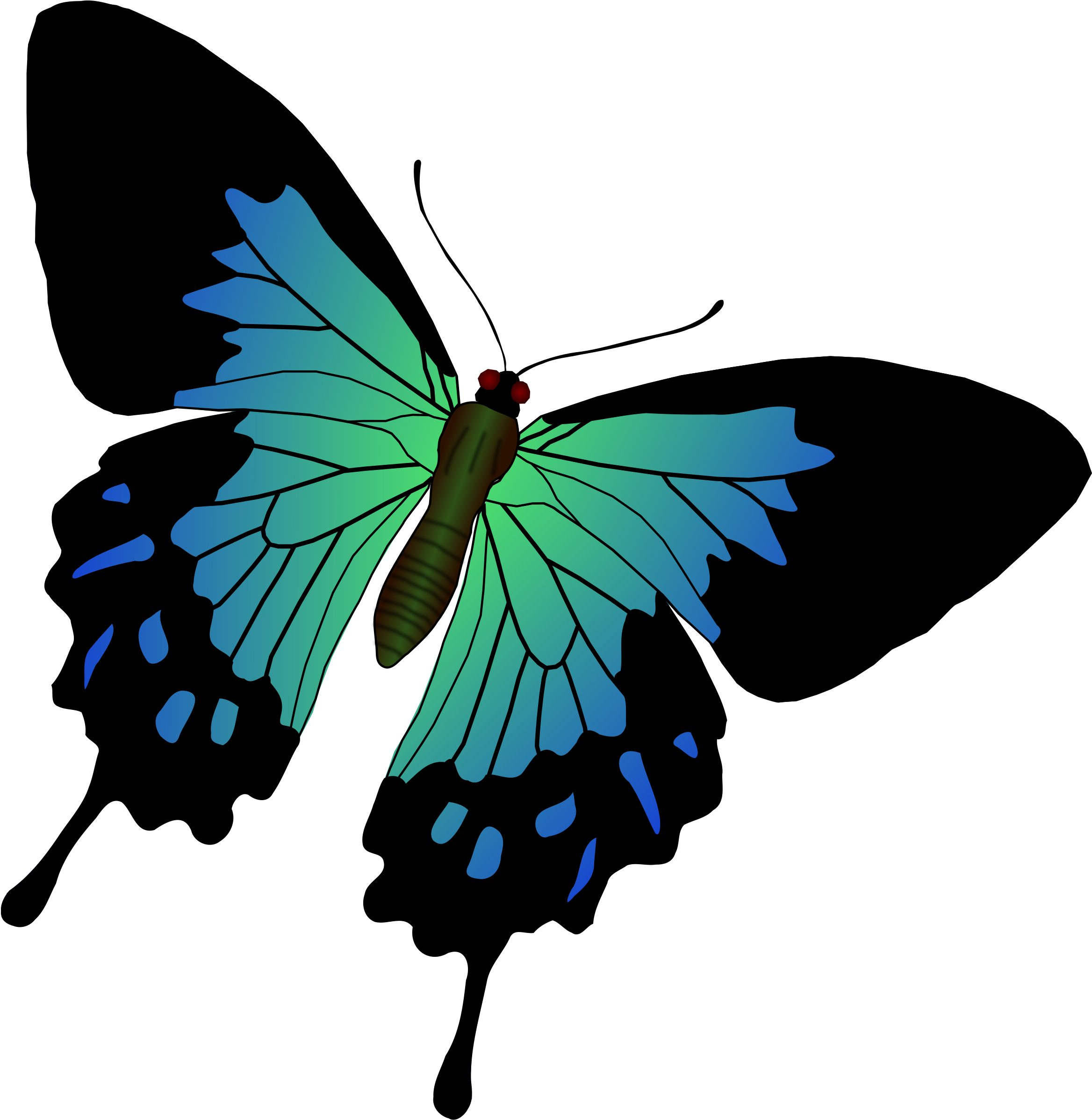 Blue Butterfly Vector Png Download - Swallowtail Butterfly Clipart (2345x2400), Png Download