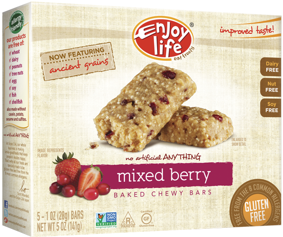 Enjoy Life Mixed Berry Chewy Bars - Enjoy Life Sunseed Crunch Bars (594x481), Png Download