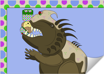 Mean Monster With Kawaii Person - Mean Monster With Kawaii Person Ornament (round) (674x516), Png Download