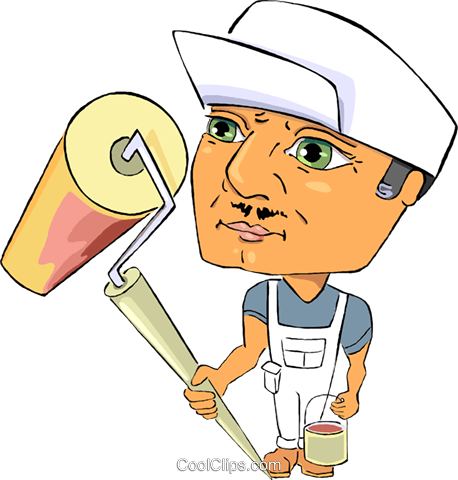 Pintor Com Rolo De Pintura Livre De Direitos Vetores (458x480), Png Download