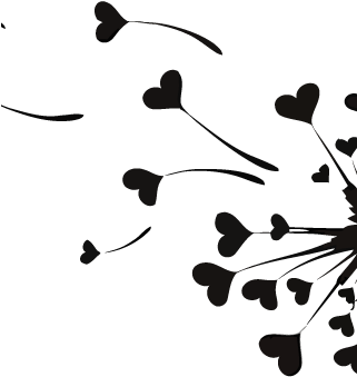 Flying Dandelion Love Hearts Vector Image - Silhouette (320x680), Png Download