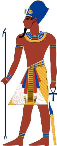 Pharaoh With Blue Crown - Ancient Egyptian Gods Clothing (291x599), Png Download