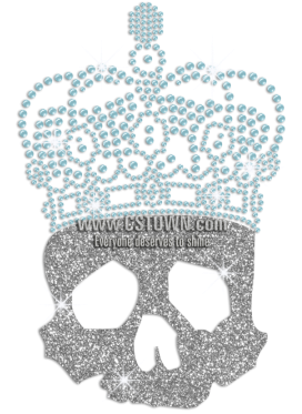 Glitter Skull In Crystal Blue Crown Iron On Rhinestone - Tiara (450x450), Png Download