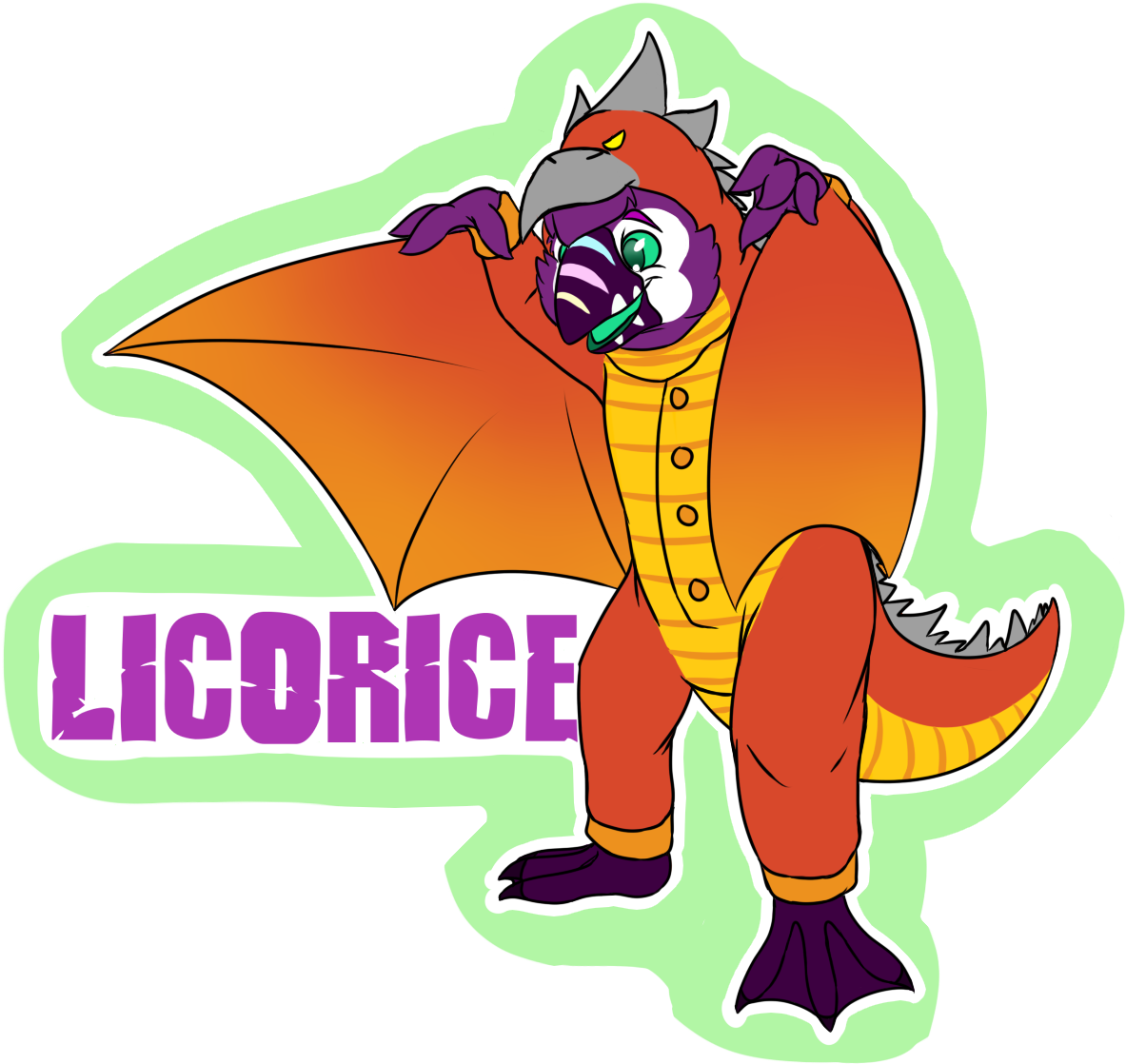 [c] Licorice Ac Kaiju Badge - Cartoon (1281x1204), Png Download