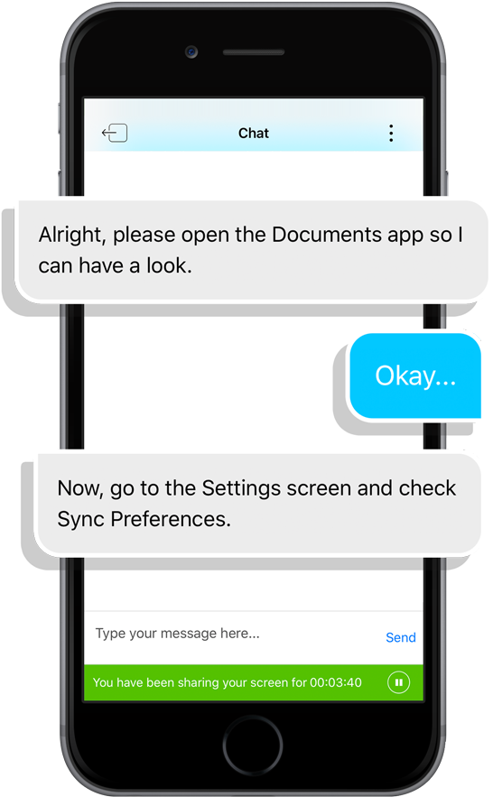 Communicate Through Instant Chat - Support Screens In Mobile App (552x900), Png Download