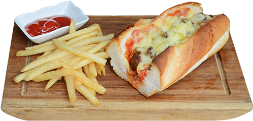 Pephn Meatball And Cheese Roll - Chili Dog (500x287), Png Download