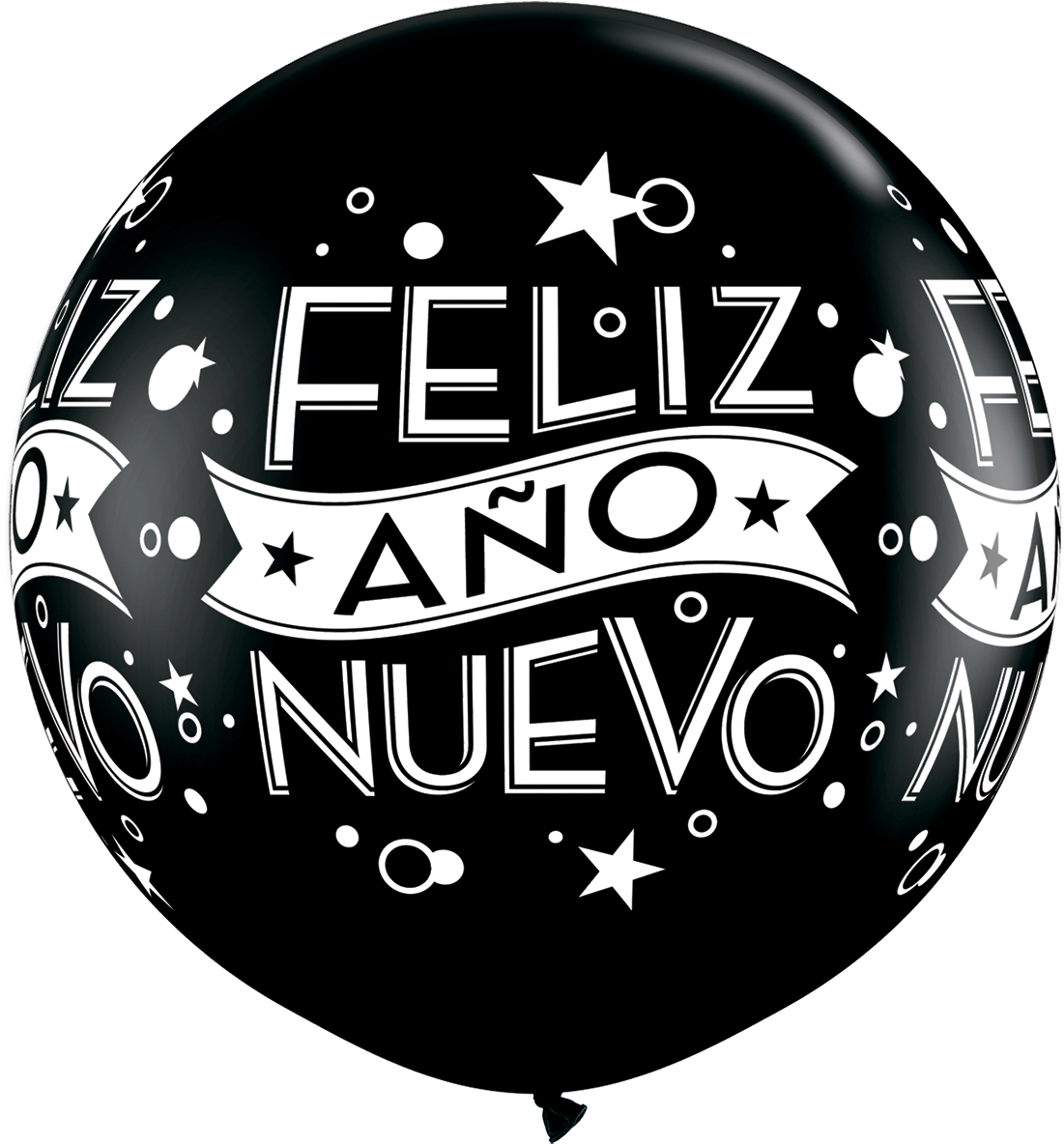 Feliz Año Nuevo Png - 36 Inch Black Happy New Years Confetti Balloon (1125x1256), Png Download