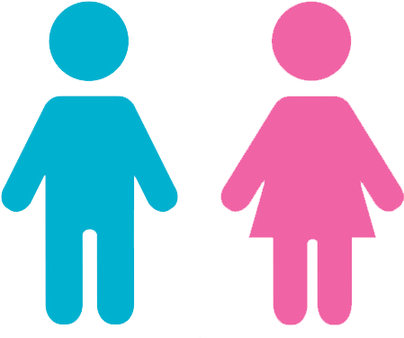 Sign Of Girl And Boy (449x381), Png Download