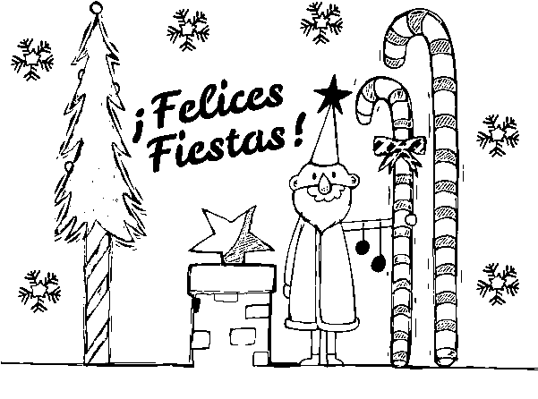 Dibujo De Postal Felices Fiestas Para Colorear - Dibujo Felices Fiestas (600x470), Png Download