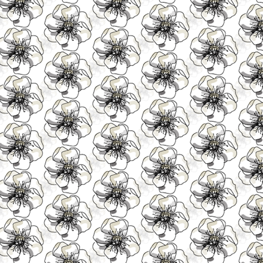 Grey Flower Box Pattern For Website - Line Art (1000x1000), Png Download