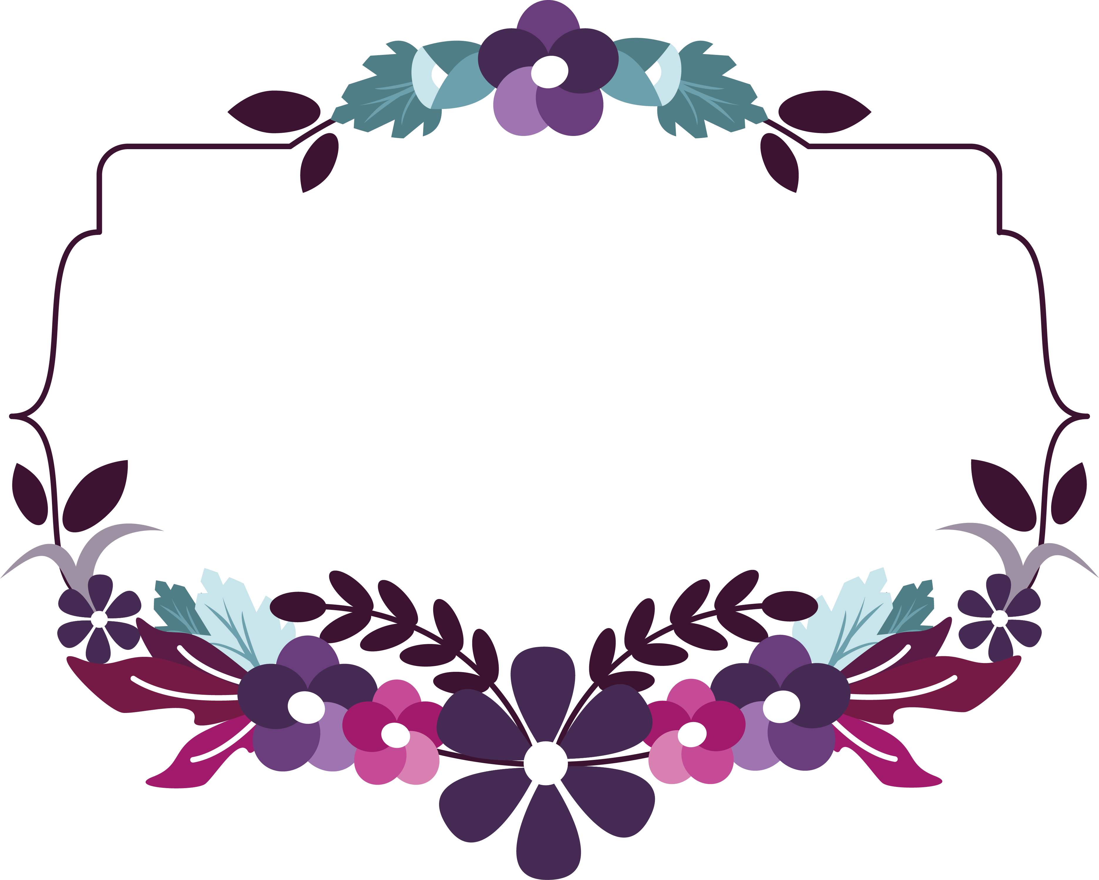 Blue Flower Border Banner Freeuse Library Techflourish - Flower (3742x2997), Png Download