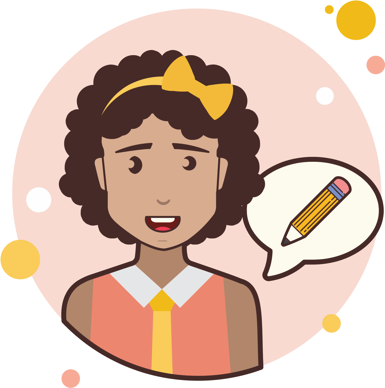 Short Curly Hair Girl Pencil Icon - Illustration (1600x1600), Png Download