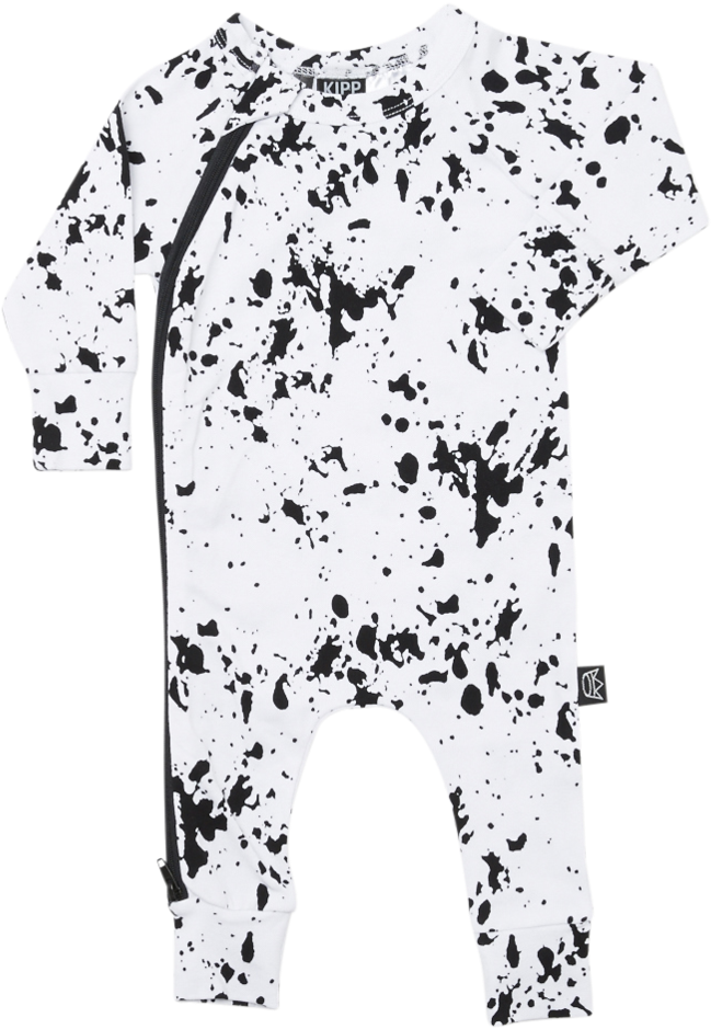 Long Sleeve Baby Zip Romper In White Paint Splash - Line Art (1024x1024), Png Download