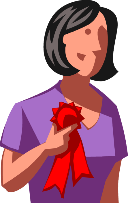 Vector Illustration Of Businesswoman Receives First - Cartoon (444x700), Png Download