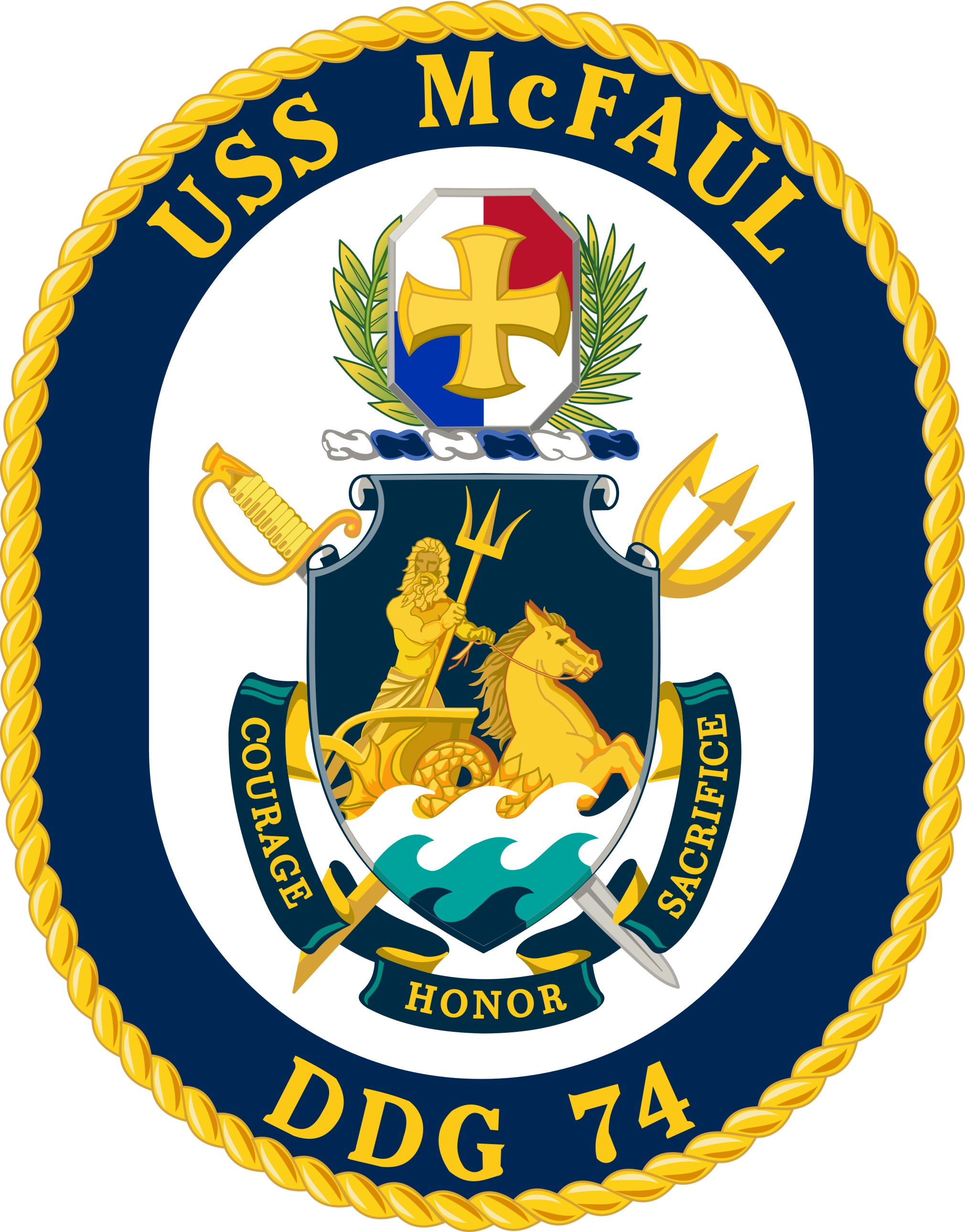 Uss Mcfaul Ddg-74 Crest - Uss Mcfaul Crest (2020x2579), Png Download