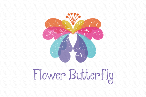 Flower And Butterfly - Fancy Butterfly Logos (598x400), Png Download