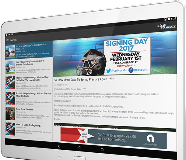 Android Gpb Football App On Tablet - Led-backlit Lcd Display (718x529), Png Download